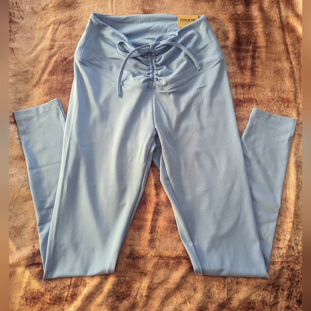 Victoria's Secret Leggings Baby Blue Sz Small Ruched